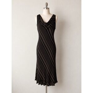 Valerie‎ Vintage Cowl Neck Asymmetrical Midi Dress Black 100% Silk Whimsigoth
